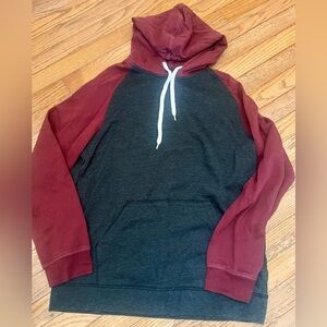 Zine Y2K Clothing Burgundy and Gray Men's Hoodie Large Vintage